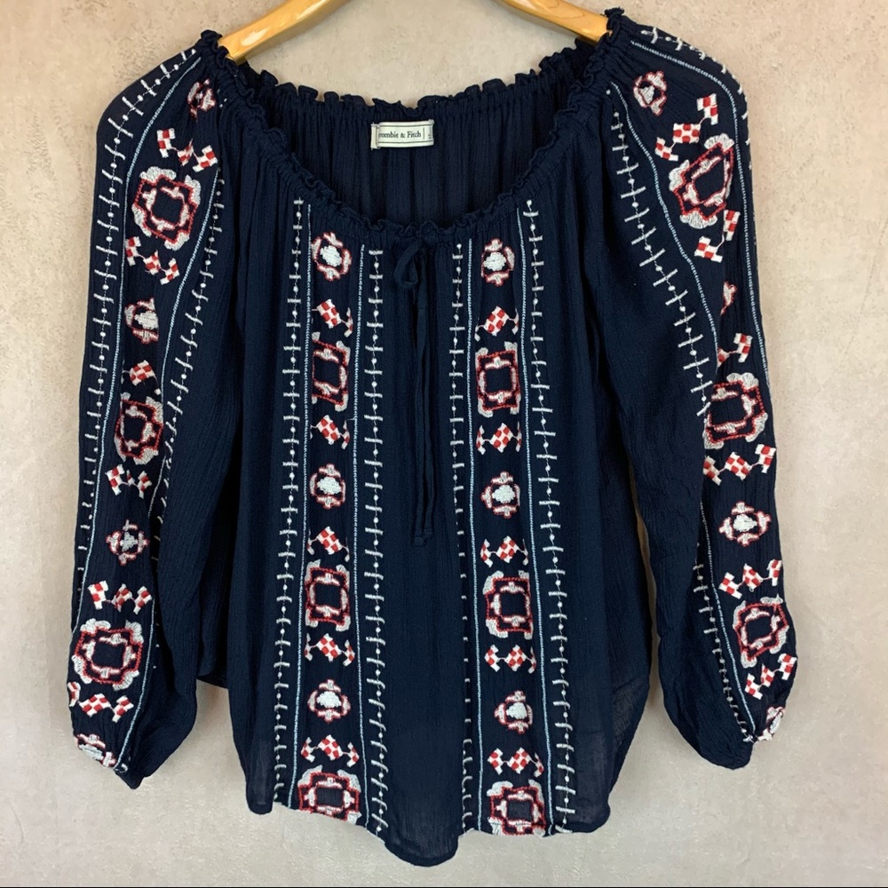 Abercrombie & Fitch | Boho Top | Navy | S
